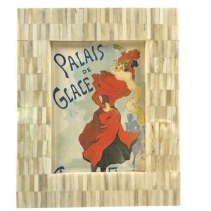 Vintage Bone Mosaic Picture Frame Cream Ivory Tiled Inlay NO GLASS 8x10 LOVELY